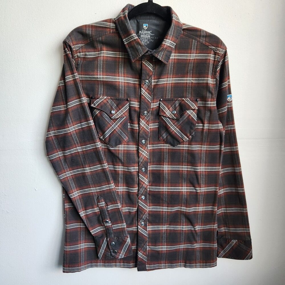 Kuhl Men’s Medium Lowdown Pearl Snap Western Red Long Sleeve Flannel Shirt